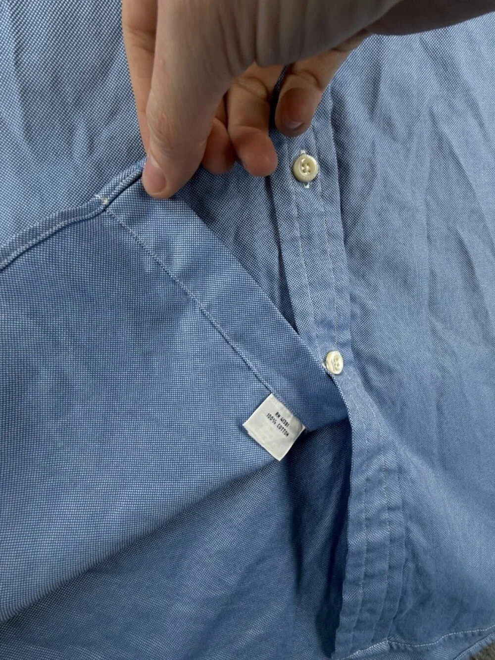 Polo Ralph Lauren RL OXFORD Blue Large Long Sleeve Button Up Shirt Men Cotton
